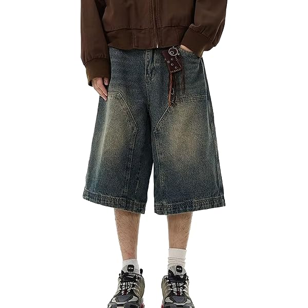 Amazon.com: XLStan Y2K Men's Denim Shorts Hip Hop Streetwear